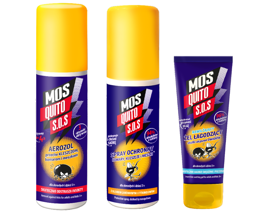 Produkty MOSQUITO S.O.S. na komary, kleszcze i meszki 