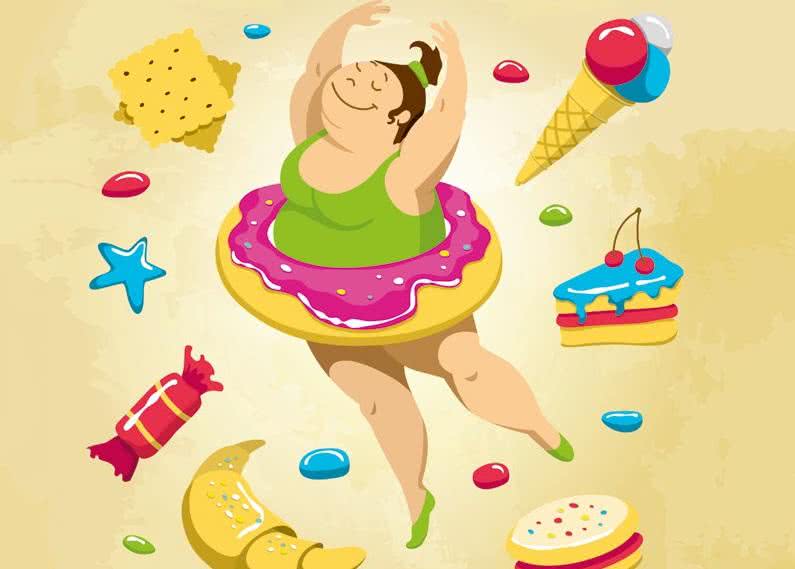 Otyła kobieta i słodycze