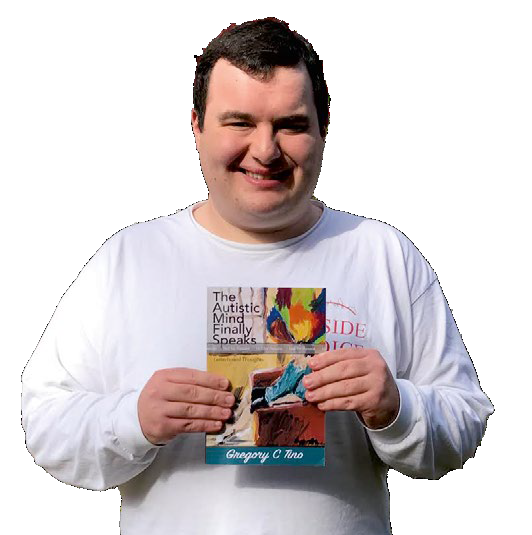 Gregory Tino trzymający swoje wspomnienia, „The Autistic Mind Finally Speaks: Letterboard Thoughts” (2020)