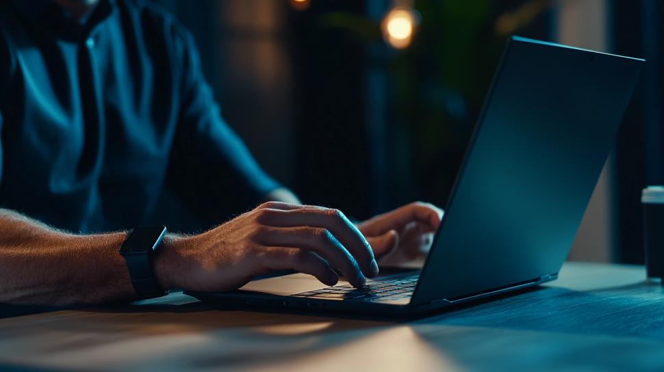 laptop emitujący niebieskie światło