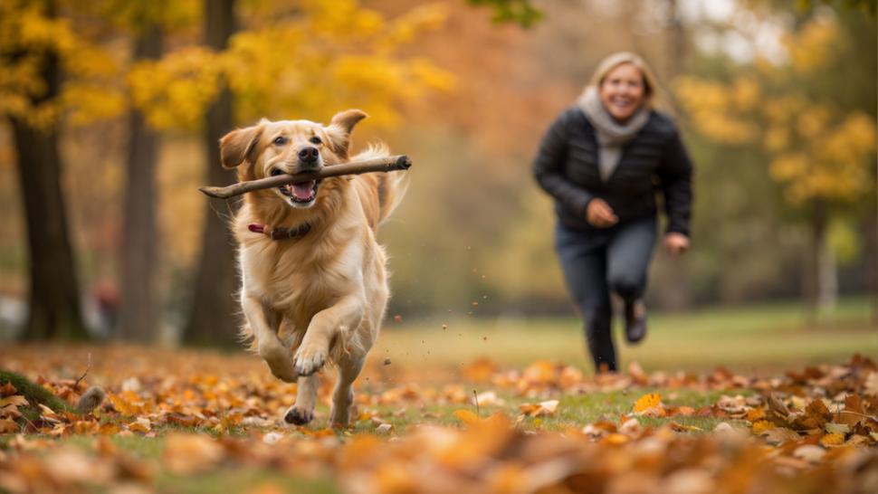 pies z kijem w psyku