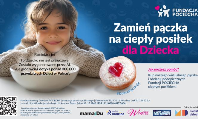 Zamień pączka na ciepły posiłek dla Dziecka – Fundacja POCIECHA po raz szósty wspiera niedożywione dzieci