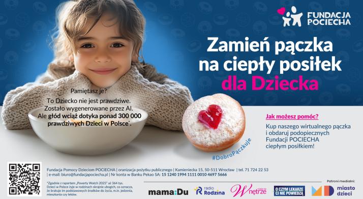 Zamień pączka na ciepły posiłek dla Dziecka – Fundacja POCIECHA po raz szósty wspiera niedożywione dzieci